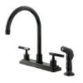 Water Onyx Black Nickel 8x22 Centerset Kitchen Faucet with Lever Handles and Matching Side Sprayer M1791