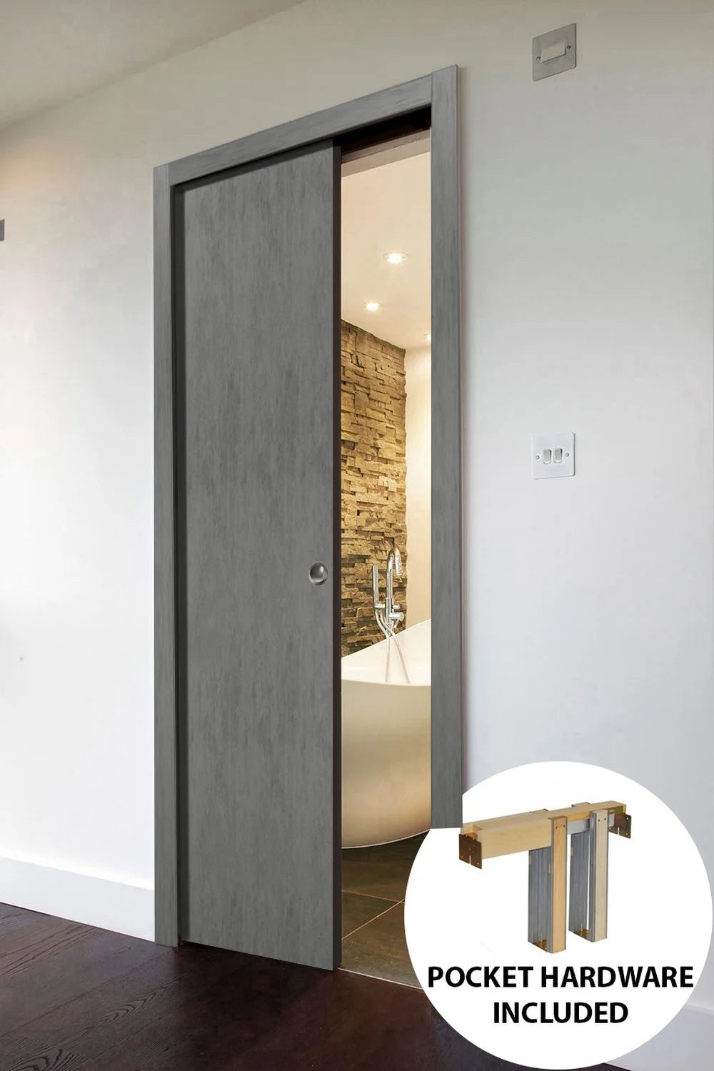Sliding French Pocket Door 36 x 96 inches Solid Wood Interior Door E481572