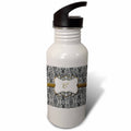 White Animal Print Gold Frame Monogram Letter C 21 oz Sports Water Bottle X683