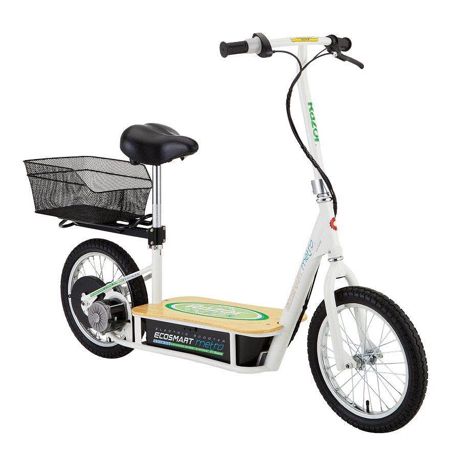 Green Electric Scooter with Seat and Rack P435788