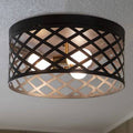 3-Light Caged Drum Flush Mount F3321