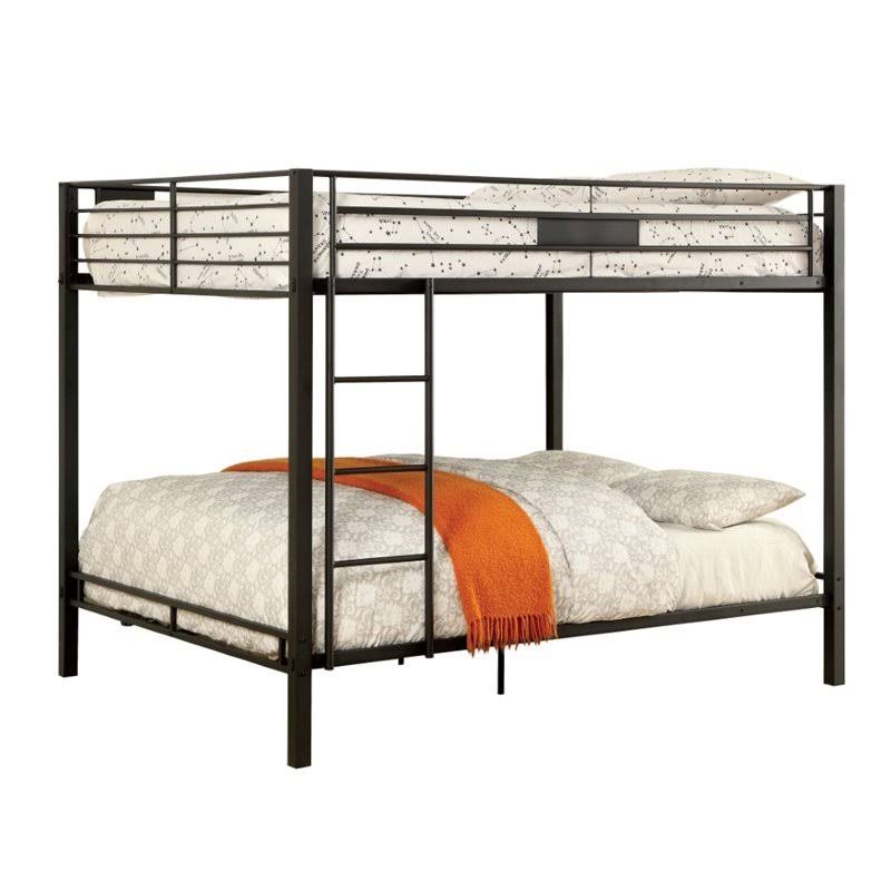 Metal Queen Over Queen Bunk Bed in Black F520