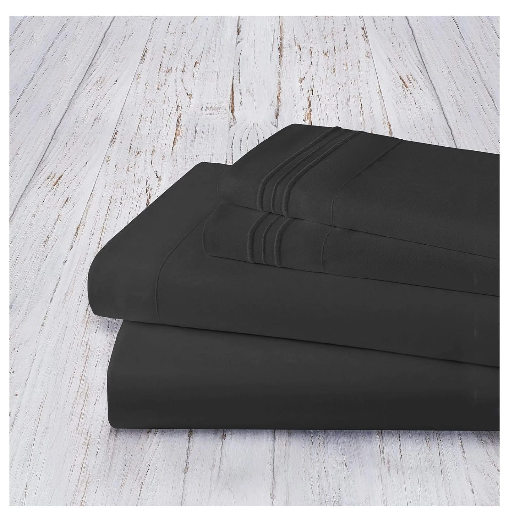 Twin 4 Piece Sheet Set with Pillowcases, Deep Pocket, Black Y30882