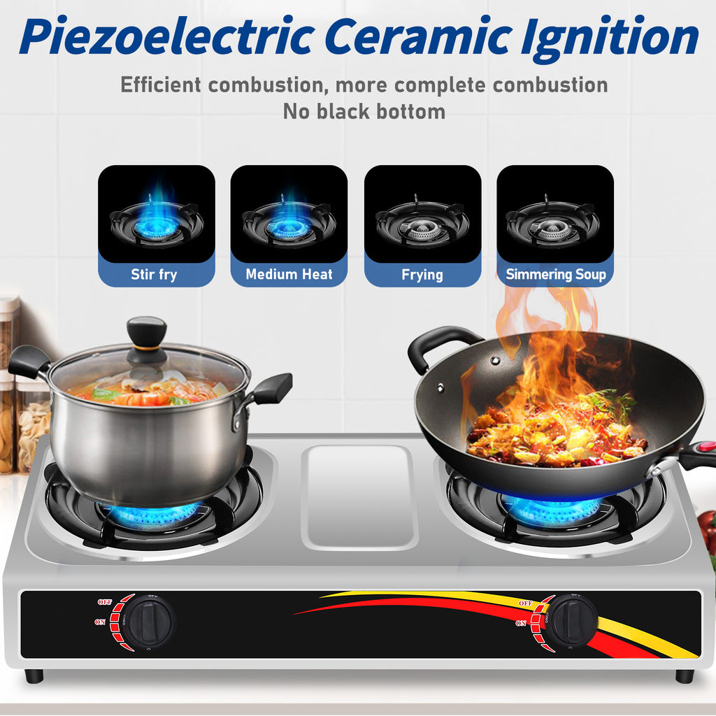 Portable Propane Double Burner Camping Stove Z77005
