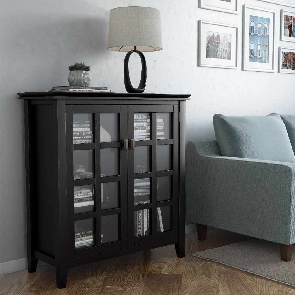 Solid Wood Storage Cabinet in Black V108709