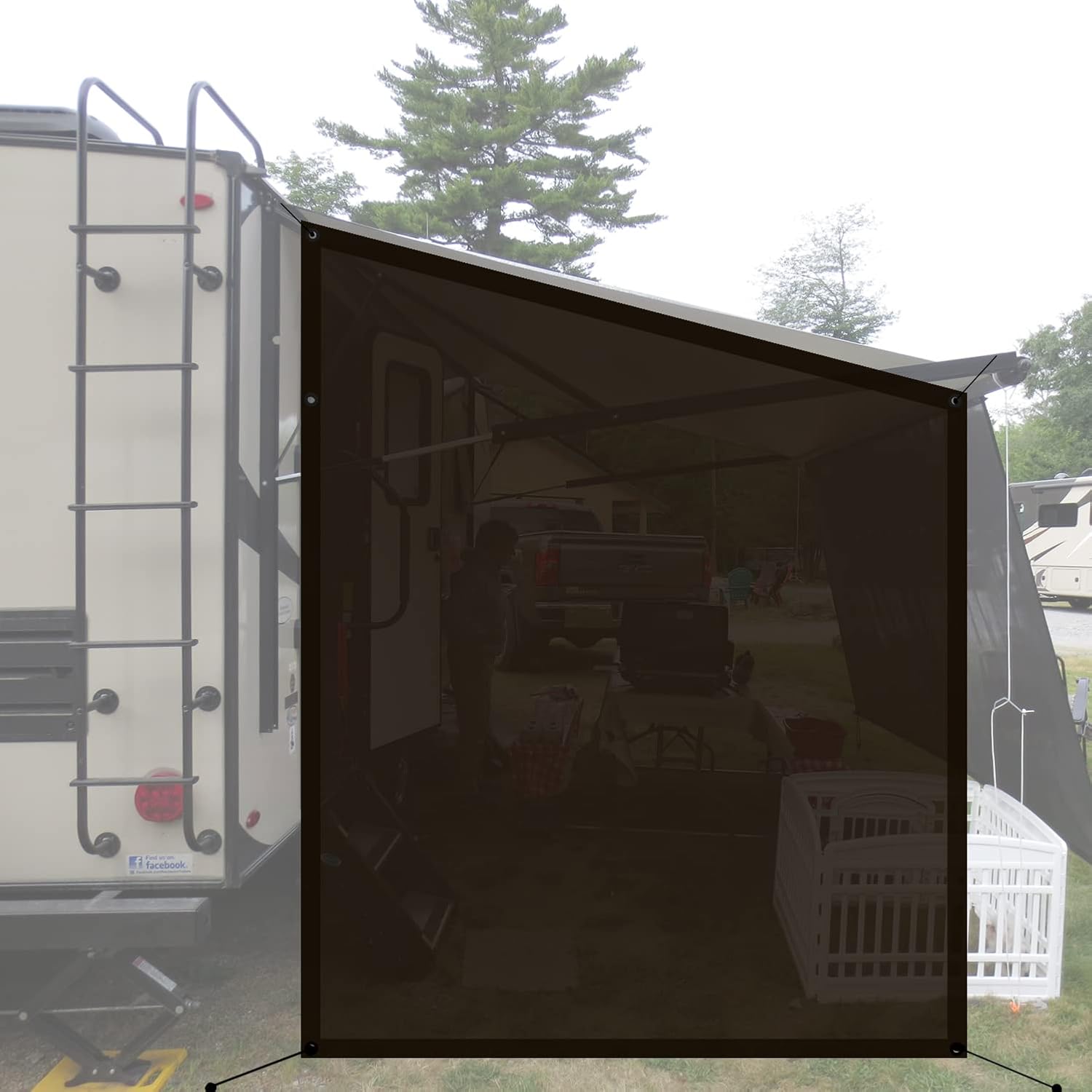 Black Mesh Sun Shade Screen 9' 6'' X 7' 6'' M466