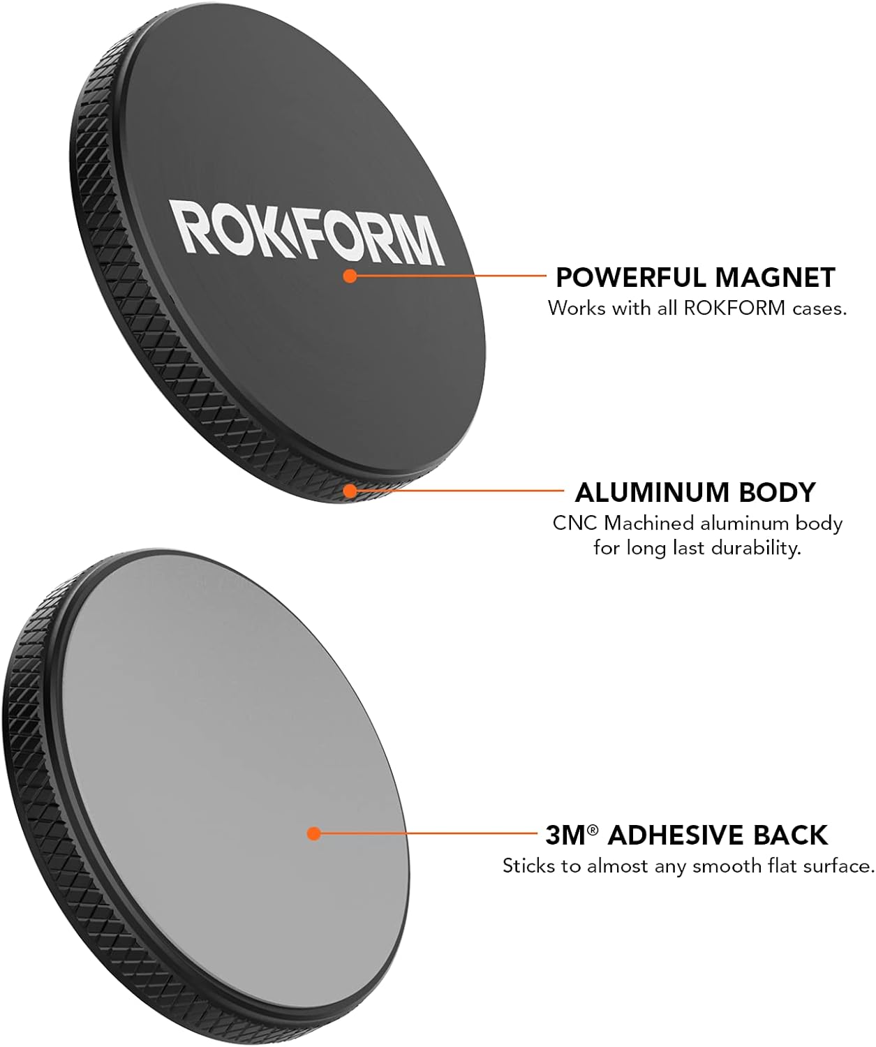 Magnetic Phone Mount, 1-Inch Phone Magnet, 3M VHB Adhesive Holder, Black, Pack of 2 V1711