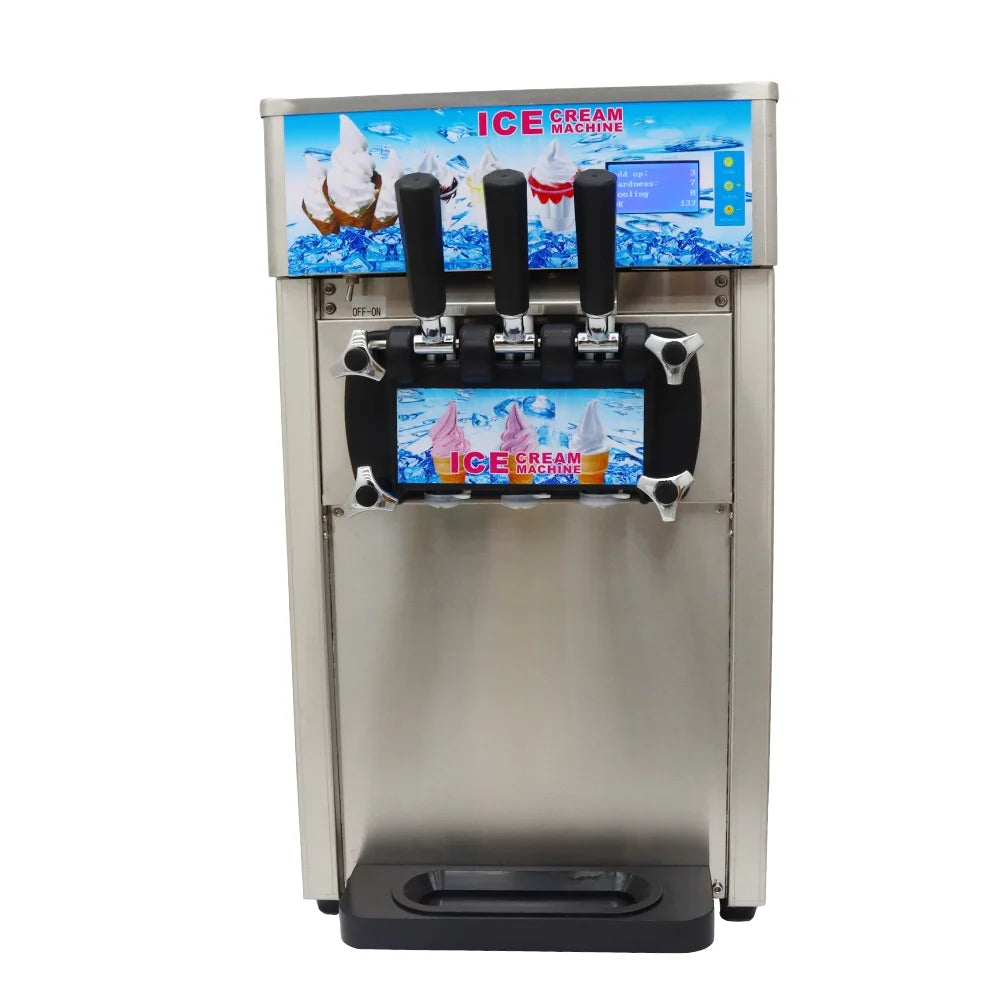 Commercial 3 Flavor Soft Ice Cream Maker 16-18L/H LED Display D149