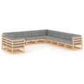 11 Piece Patio Lounge Set with Gray Cushion Pinewood Sectional Outdoor Furniture Set X768294