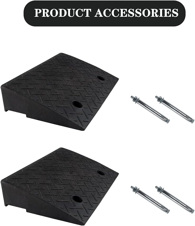 2 PCS 4'' Rubber Curb Ramps Heavy Duty Threshold Ramp S82966