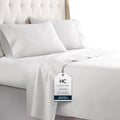 White Queen Bed Sheets Set with Deep Pocket Fitted Sheet P456