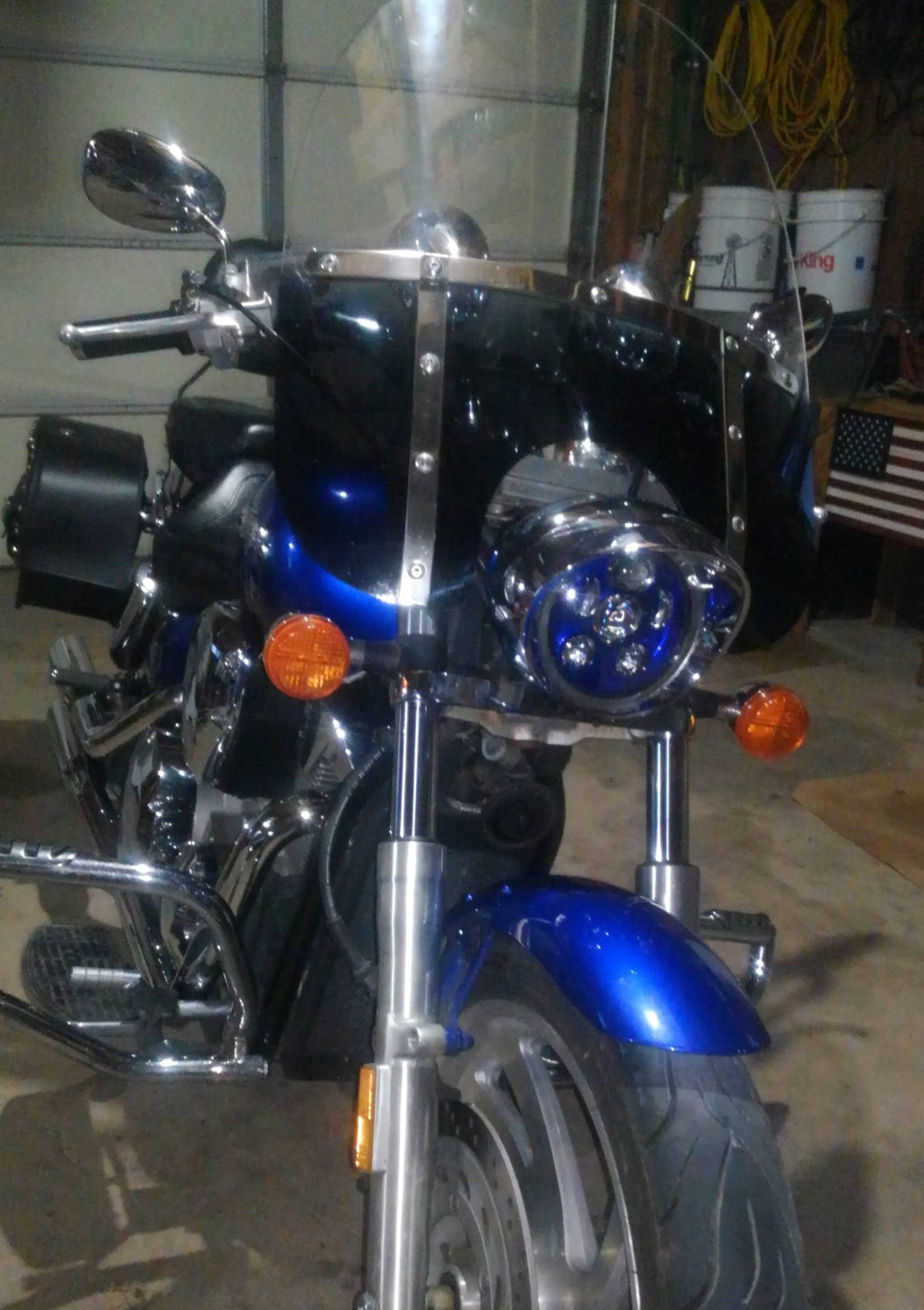 Blue LED Headlight for Honda VTX 1300 and 1800 with Bracket and Hardware W8841