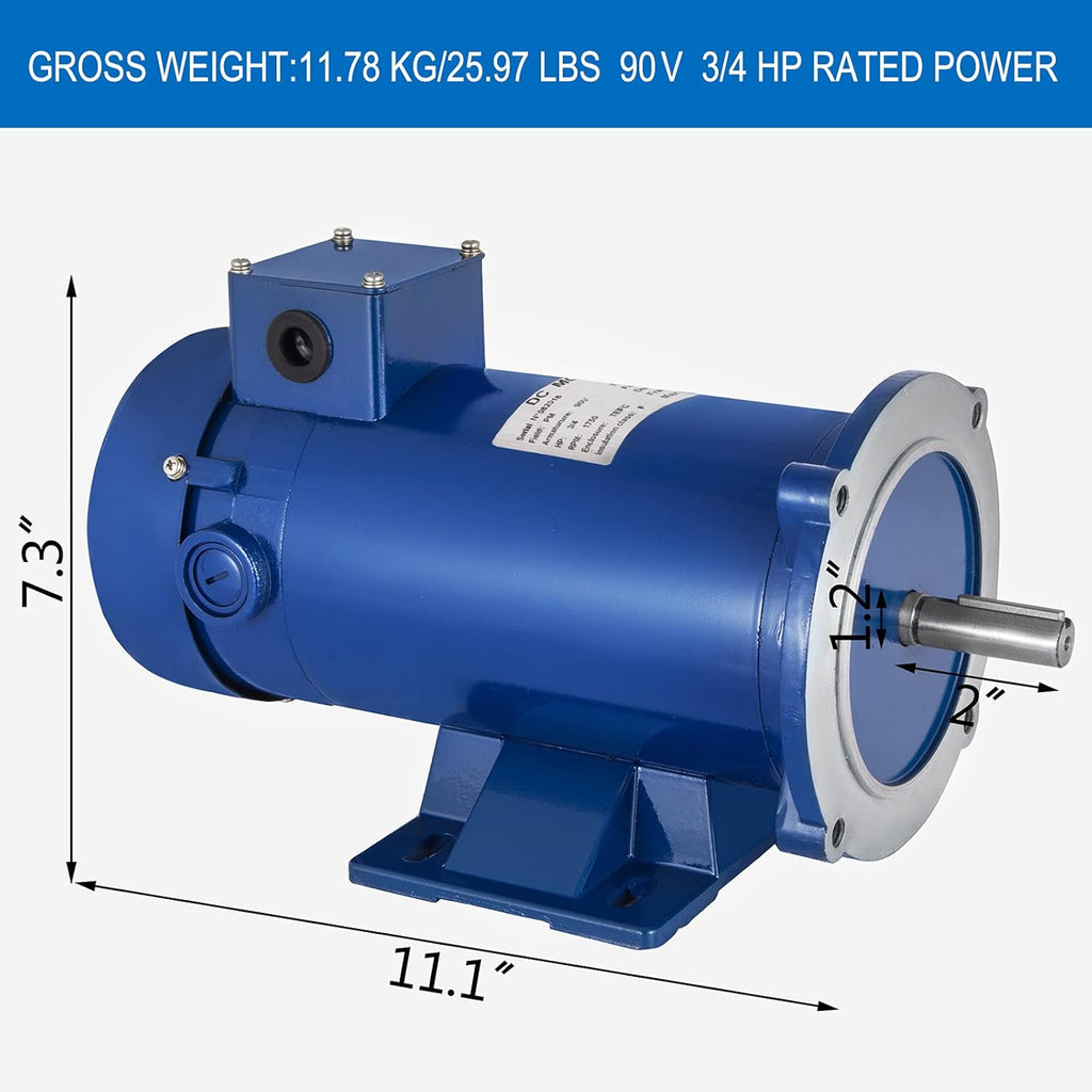 3/4HP 90V DC Motor 56C Frame 1750RPM TEFC Permanent Magnet DC Motor Y81642