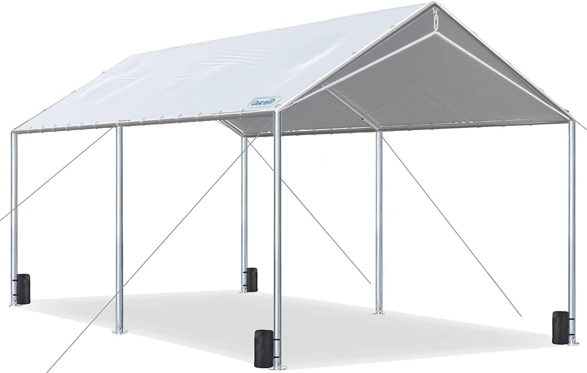 10X20ft Heavy Duty Carport Car Canopy Party Tent with 3 Reinforced Steel Cables E10271
