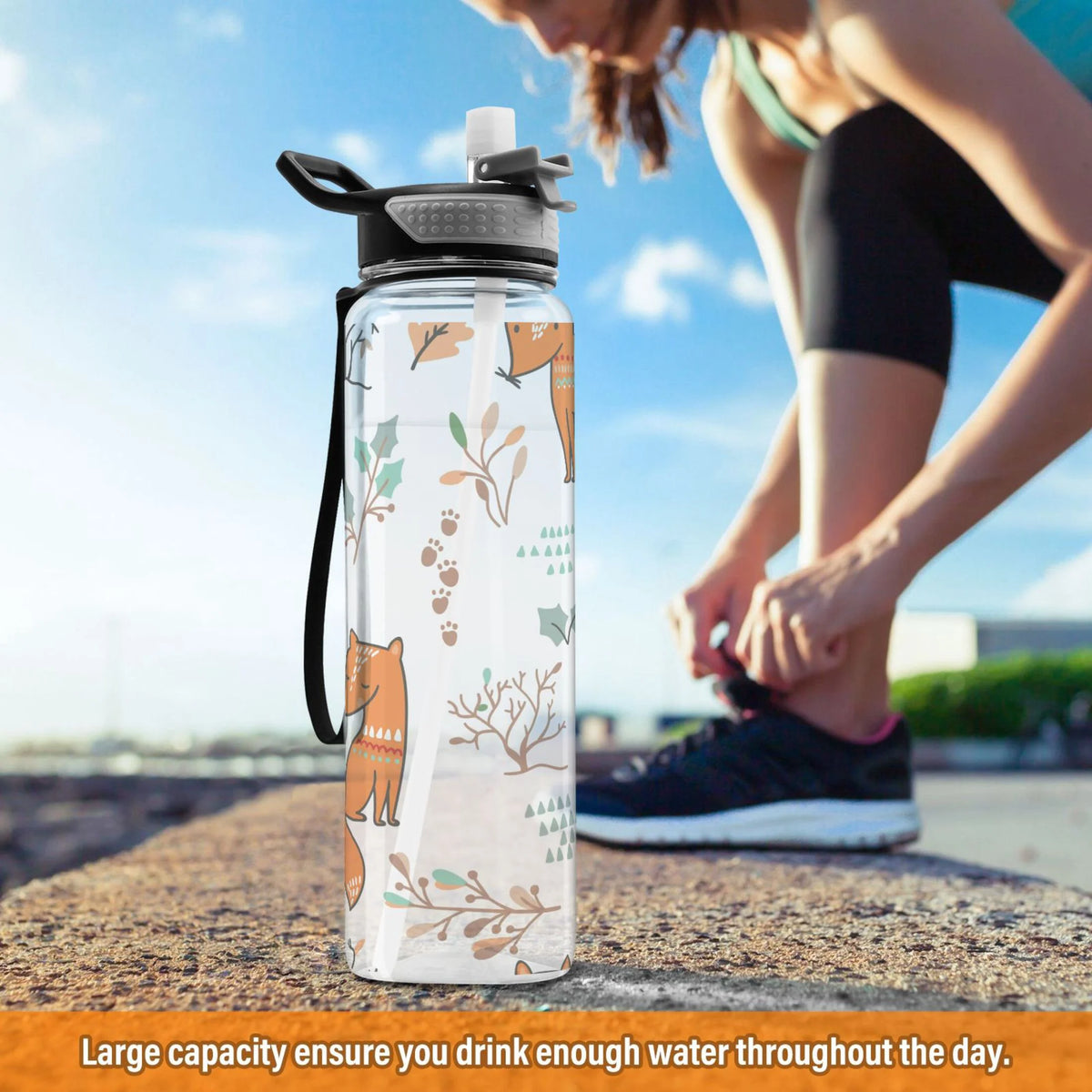 32oz Tritan Leakproof Clear Water Bottle with Straw Z728