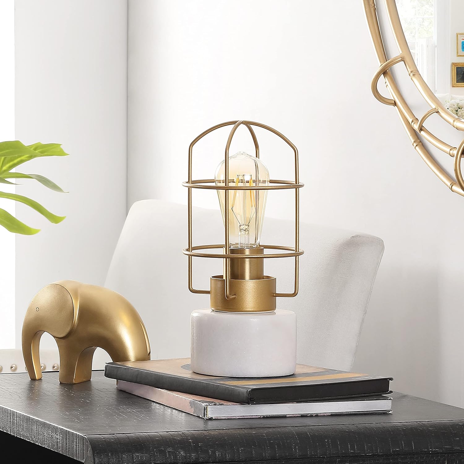 Brass Iron Cage Table Lamp J2820