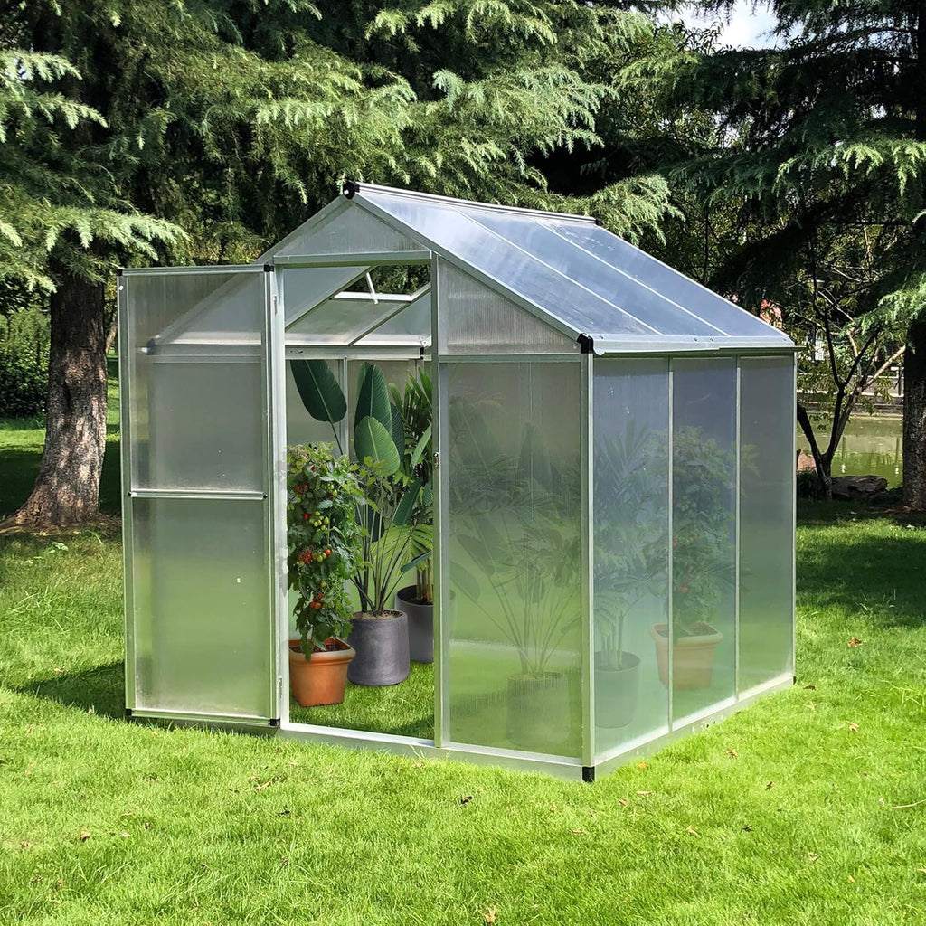 Walk-in Polycarbonate Greenhouse with Roof Vent M60791