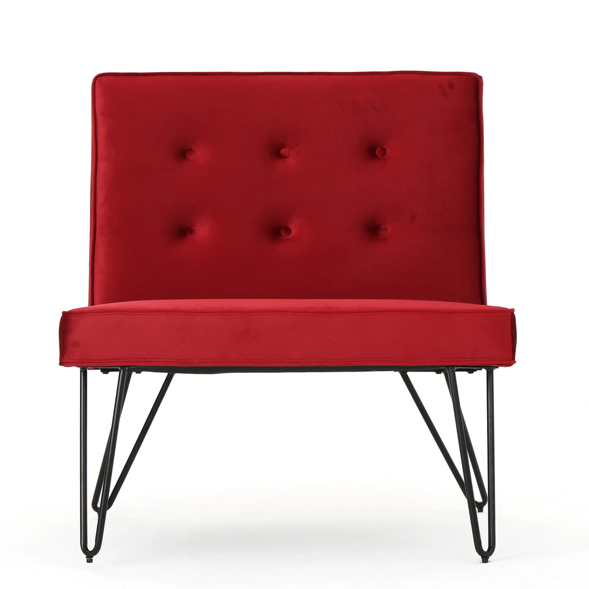 Berry and Black Velvet Accent Chair Y348319