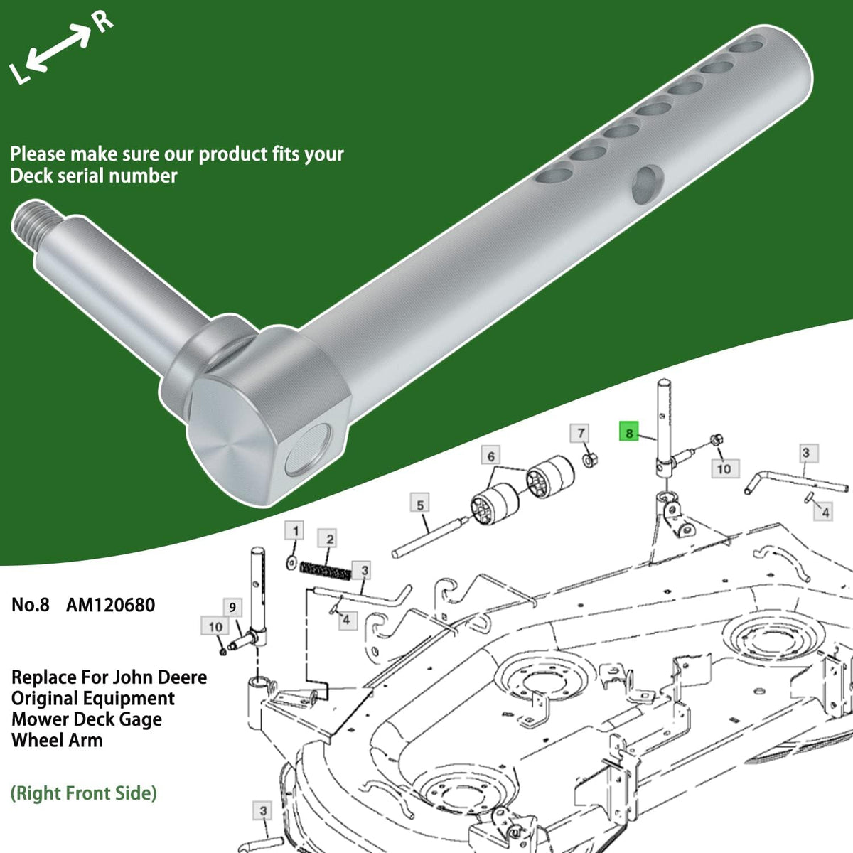 Replace for John Deere Mower Deck Gage Wheel Arm, Pack of 2 F637129