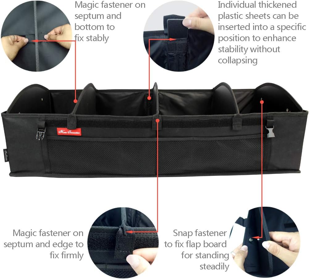 4 Compartment Foldable Car Trunk Organizer B884190