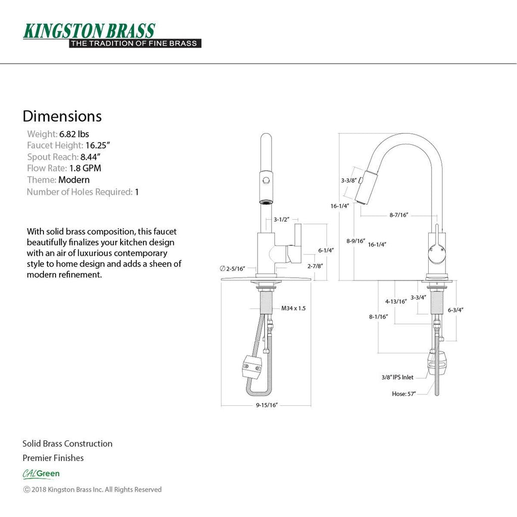 Oil Rubbed Bronze Pull-Down Kitchen Faucet H8429
