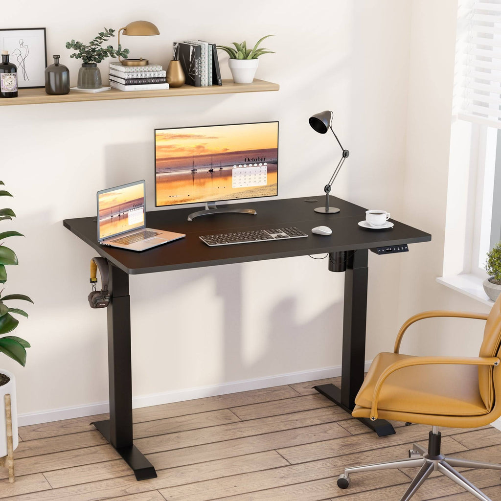 Black Height Adjustable Electric Standing Desk with Splice Board L816