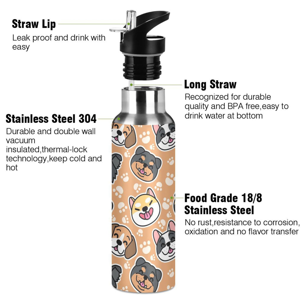 Kids Stainless Steel Insulated Water Bottle with Straw Lid 20 oz I277
