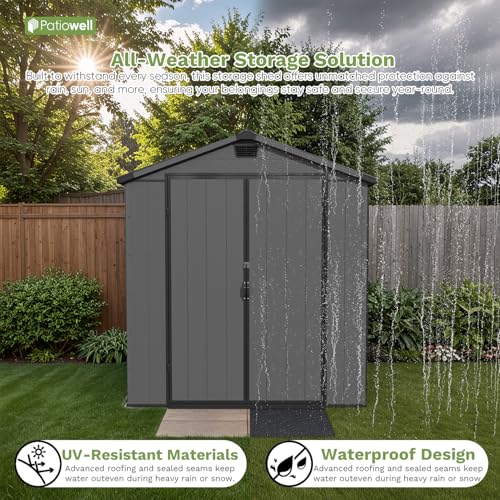 Dark Grey 6 x 8 FT Plastic Outdoor Storage Shed with Floor L841526