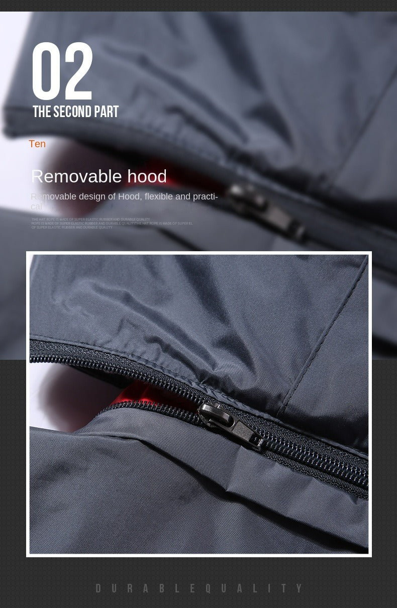 Men's Winter Hooded Ski Jacket Windbreaker Fleece Lined with Detachable Hood H32881