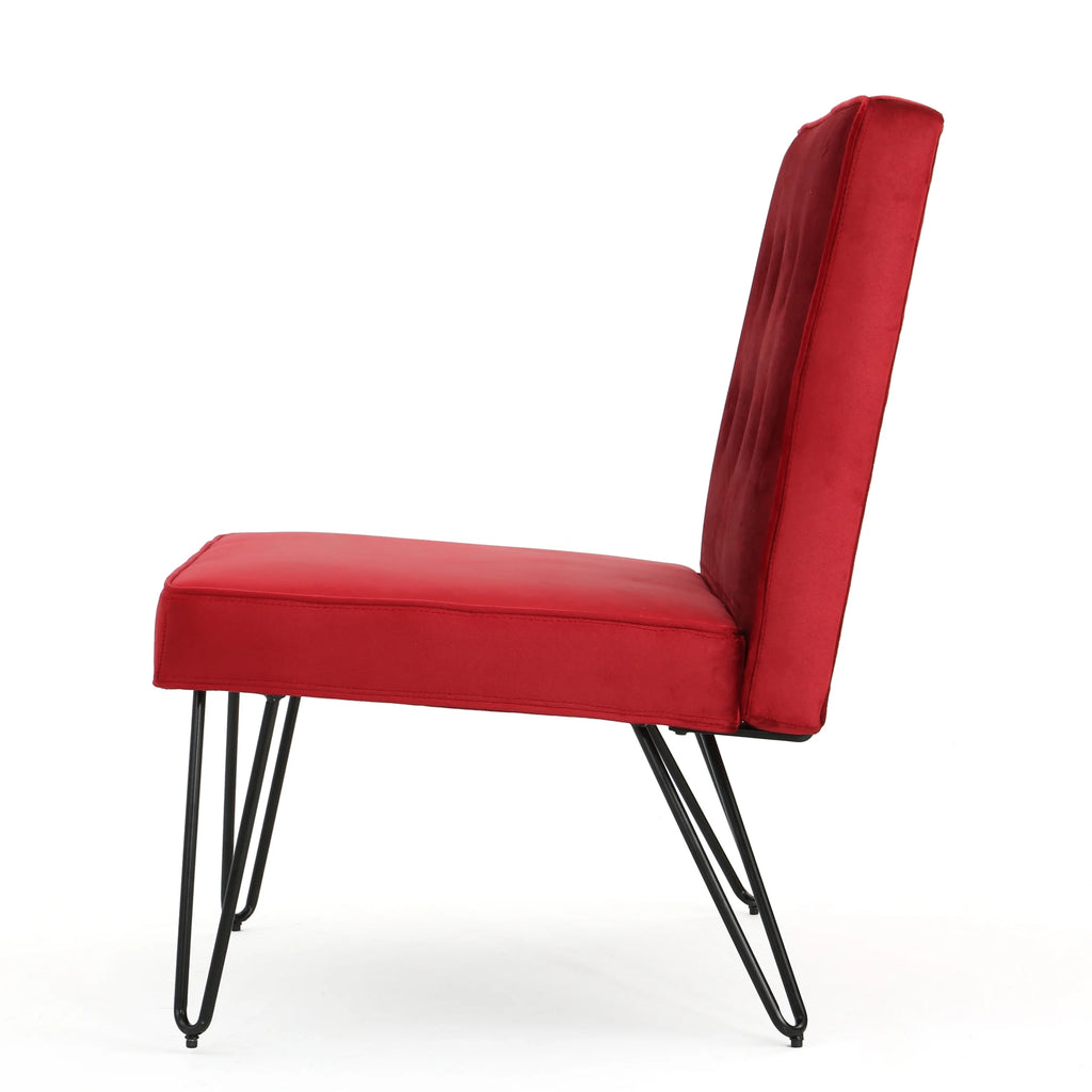 Berry and Black Velvet Accent Chair Y348319