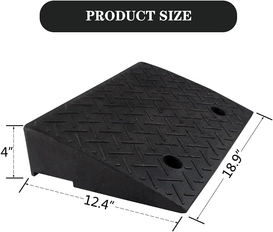 2 PCS 4'' Rubber Curb Ramps Heavy Duty Threshold Ramp S82966