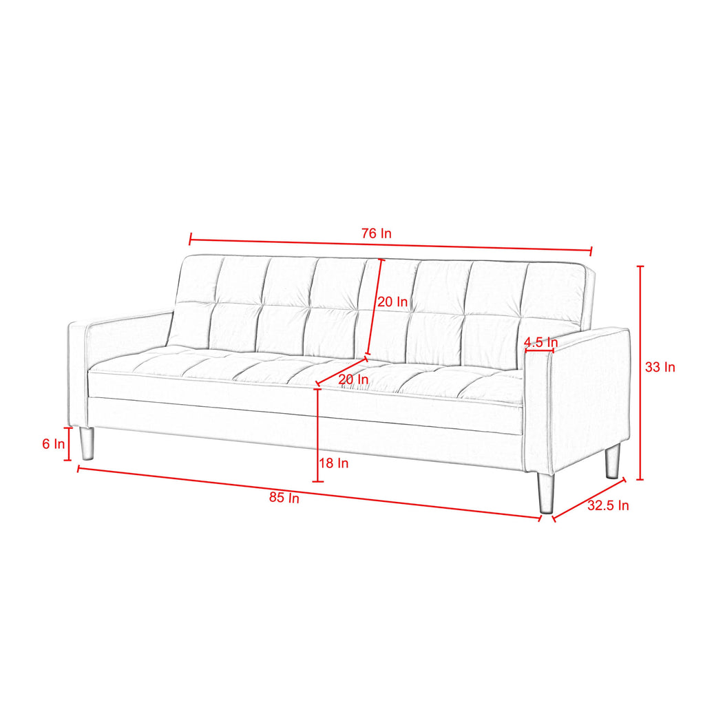 Beige Linen Convertible Sofa Bed with Storage Z6959