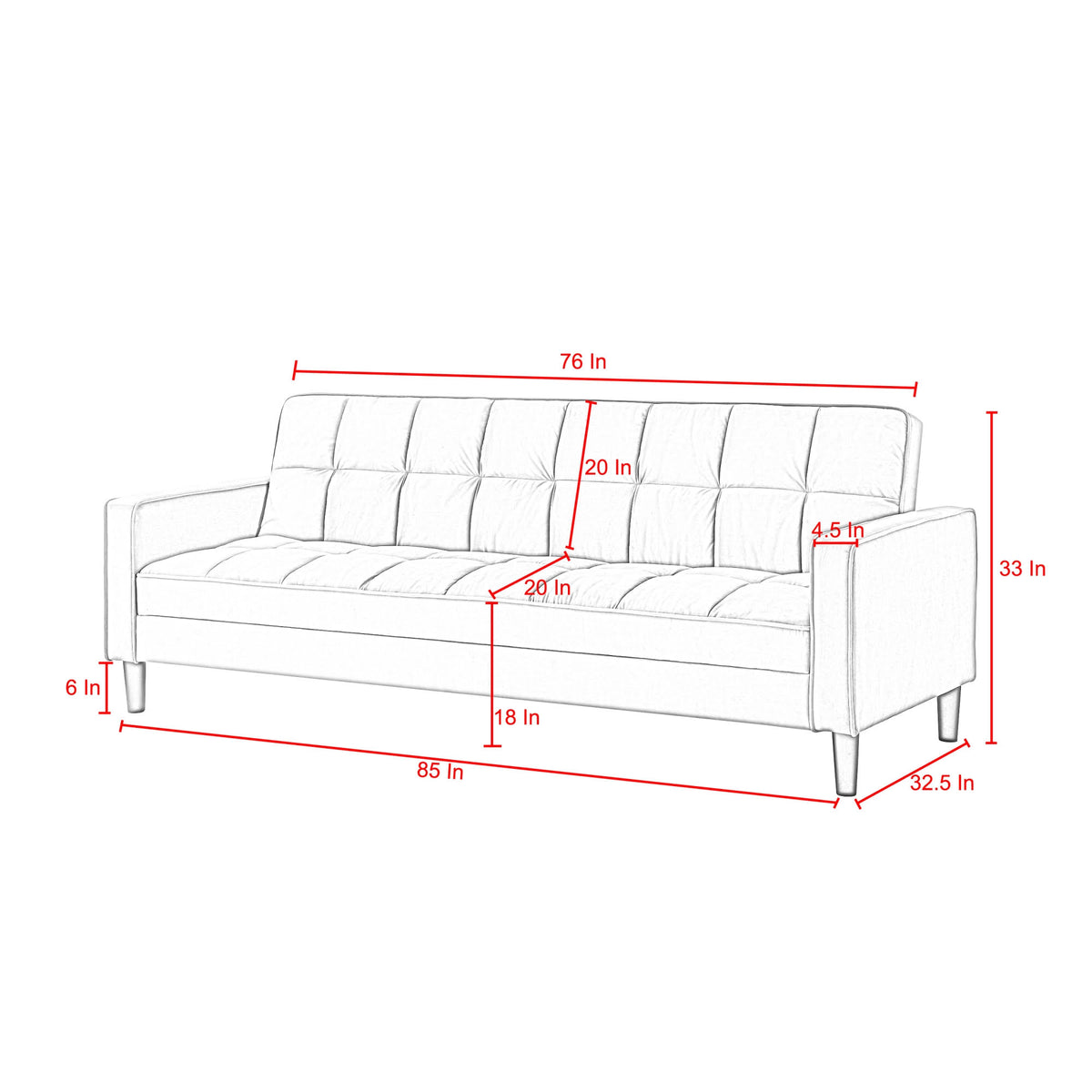 Beige Linen Convertible Sofa Bed with Storage Z6959