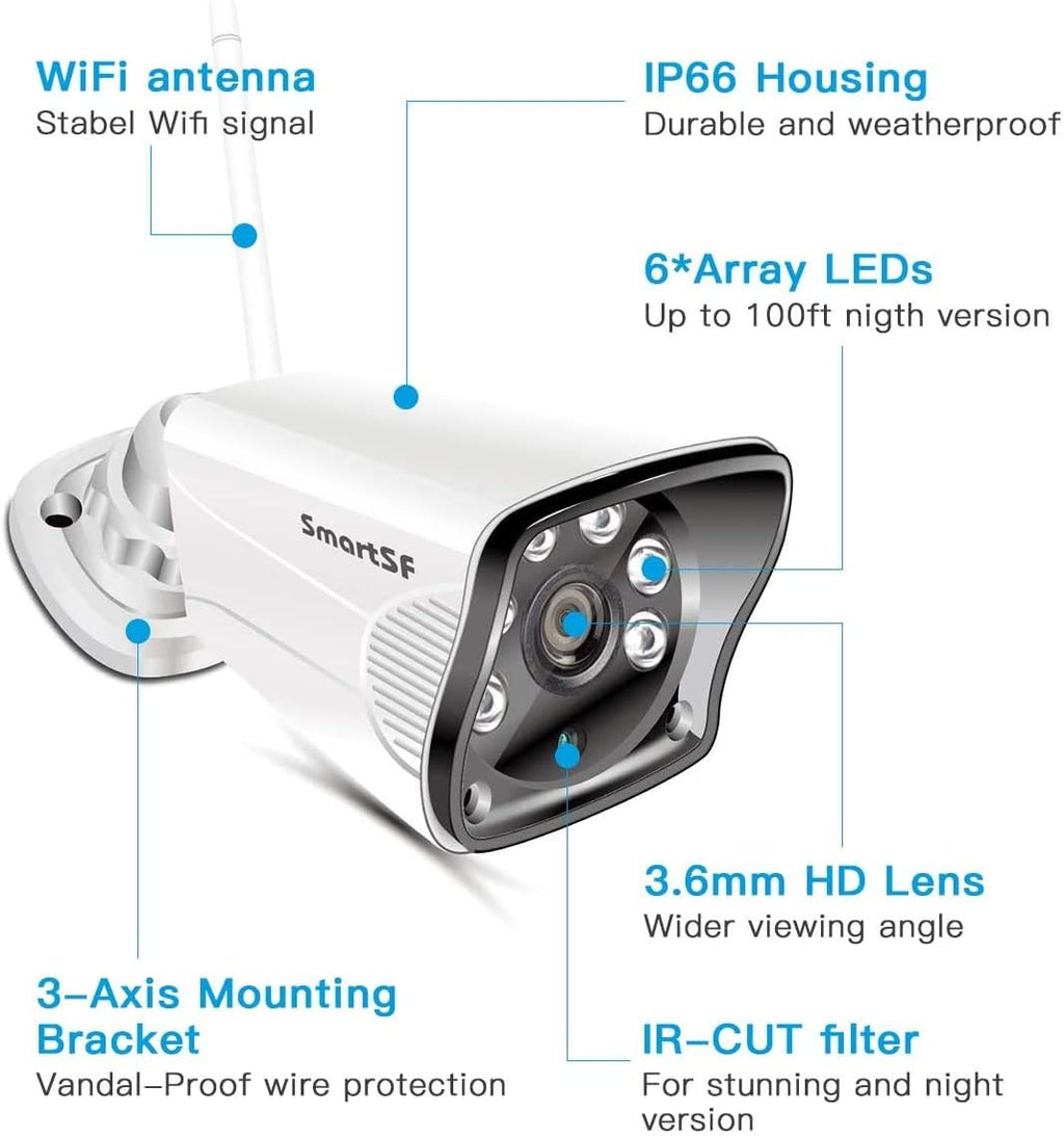 Wireless Security Camera System with 12 LCD Monitor, 2MP Outdoor, Night Vision, IP66 H53681
