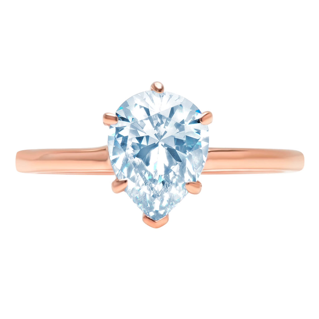 Pear Cut Blue Simulated Diamond 18k Rose Gold Ring Size 10.5 W133