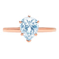 Pear Cut Blue Simulated Diamond 18k Rose Gold Ring Size 10.5 W133