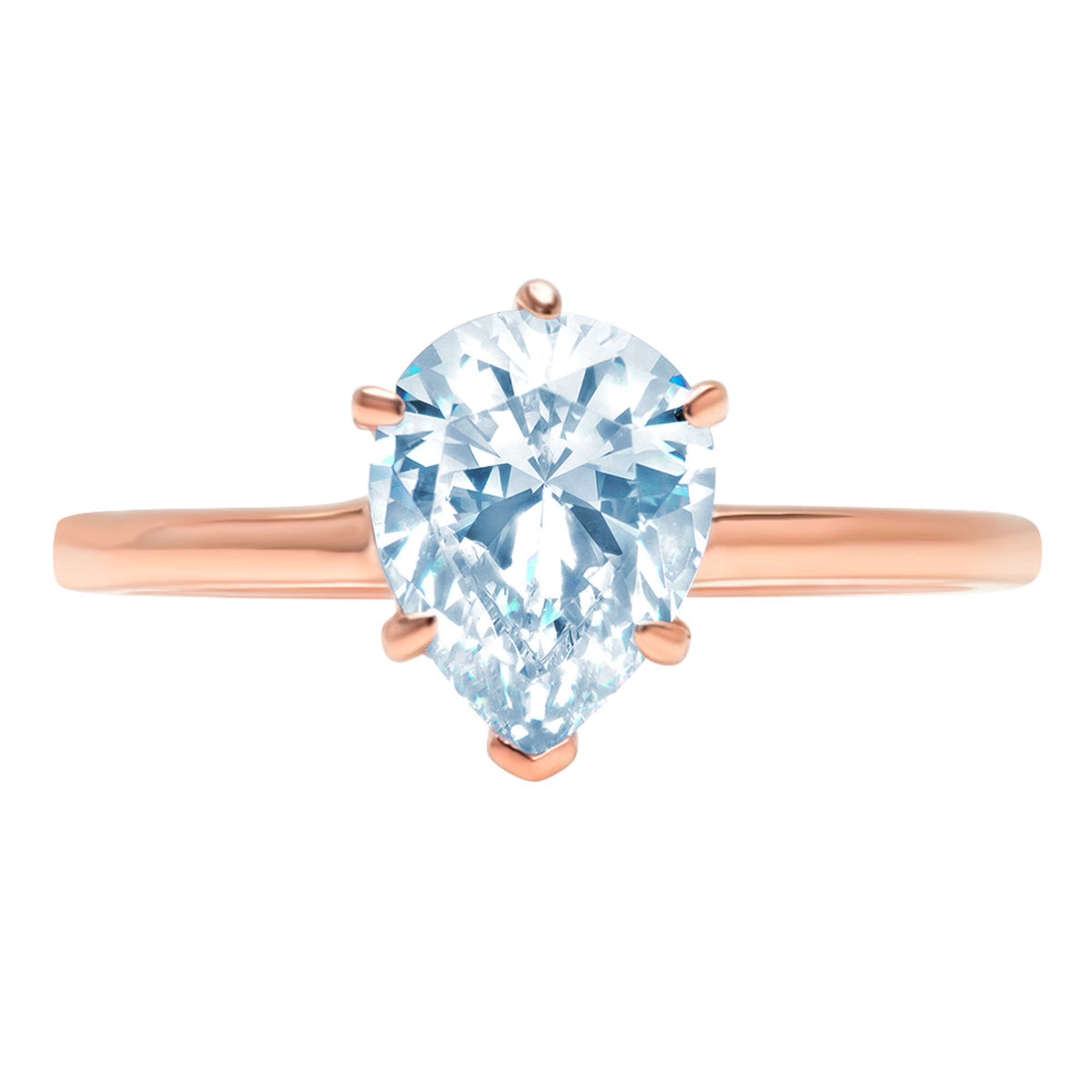 Pear Cut Blue Simulated Diamond 18k Rose Gold Ring Size 10.5 W133