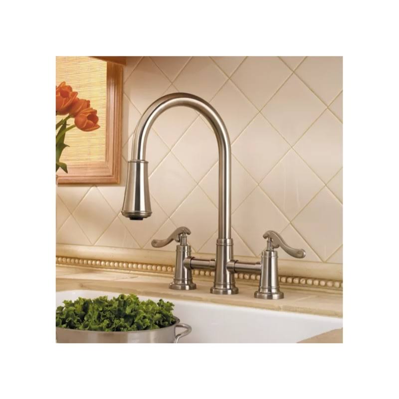 Brushed Nickel 2-Handle Pull-Down Kitchen Faucet H1333