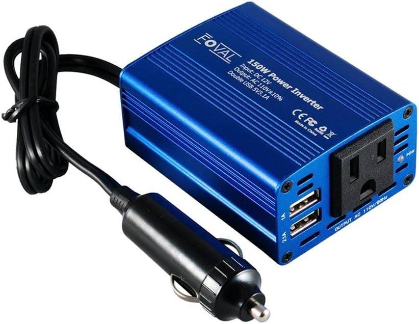 150W Power Inverter 12V DC to 110V AC Converter with 3.1A Dual USB Car Charger Z85484