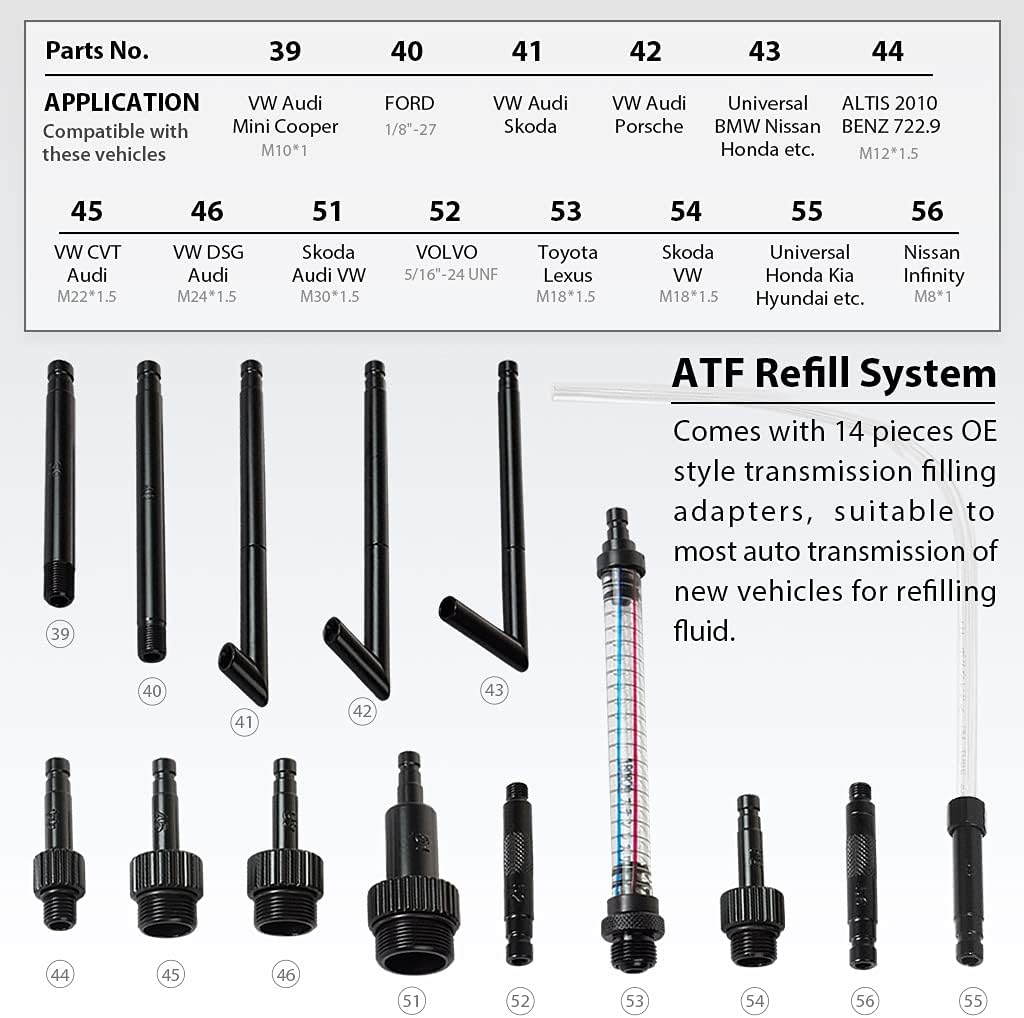 10 Liter ATF Dispenser Kit with 14 Pieces Transmission Filling Adapters A4885