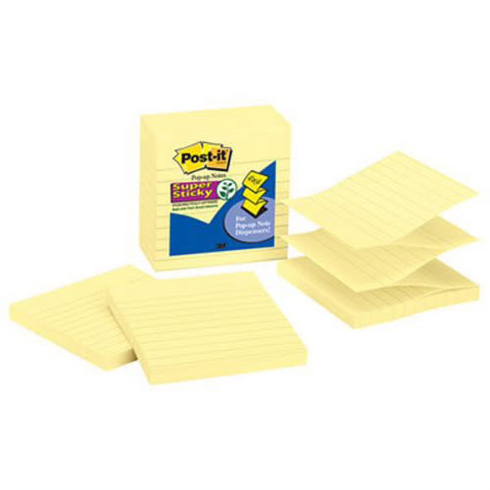 Yellow Lined Pop-Up Notes Refill, 5 Pads B60648