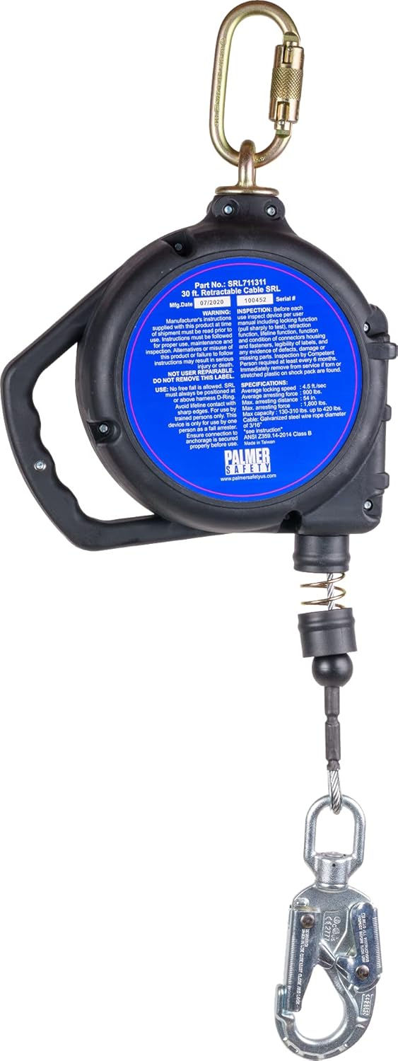 Self Retracting Lifeline with Galvanized Cable and Steel Snap Hook L21132