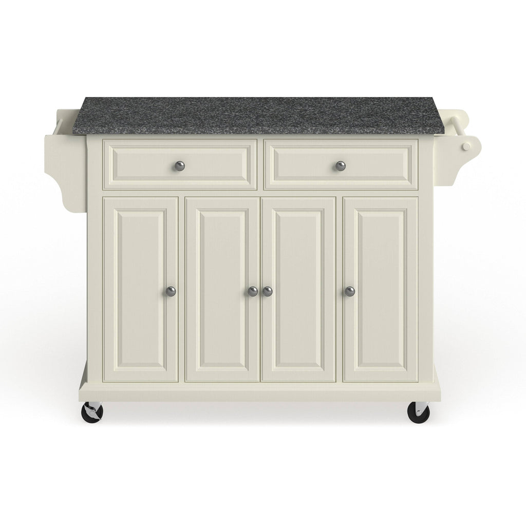 White Wood and Granite Kitchen Cart H18053