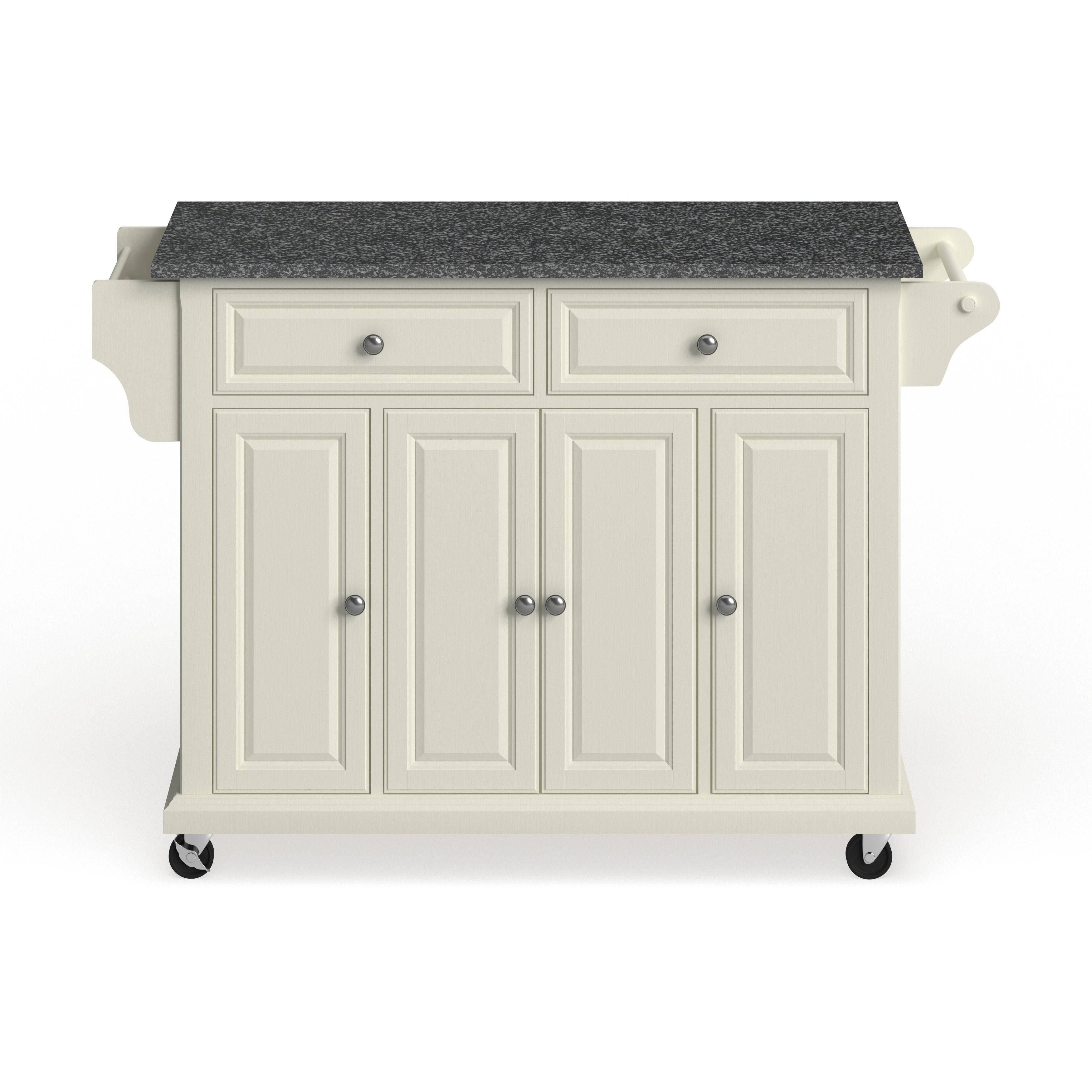 White Wood and Granite Kitchen Cart H18053