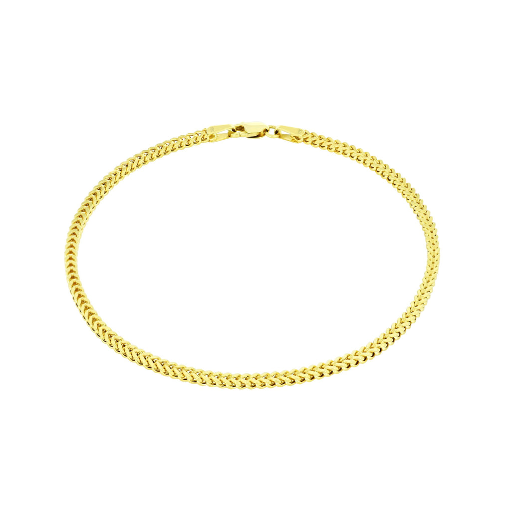 10k Yellow Gold 2mm Franco Chain Bracelet 7" - 9" V504401