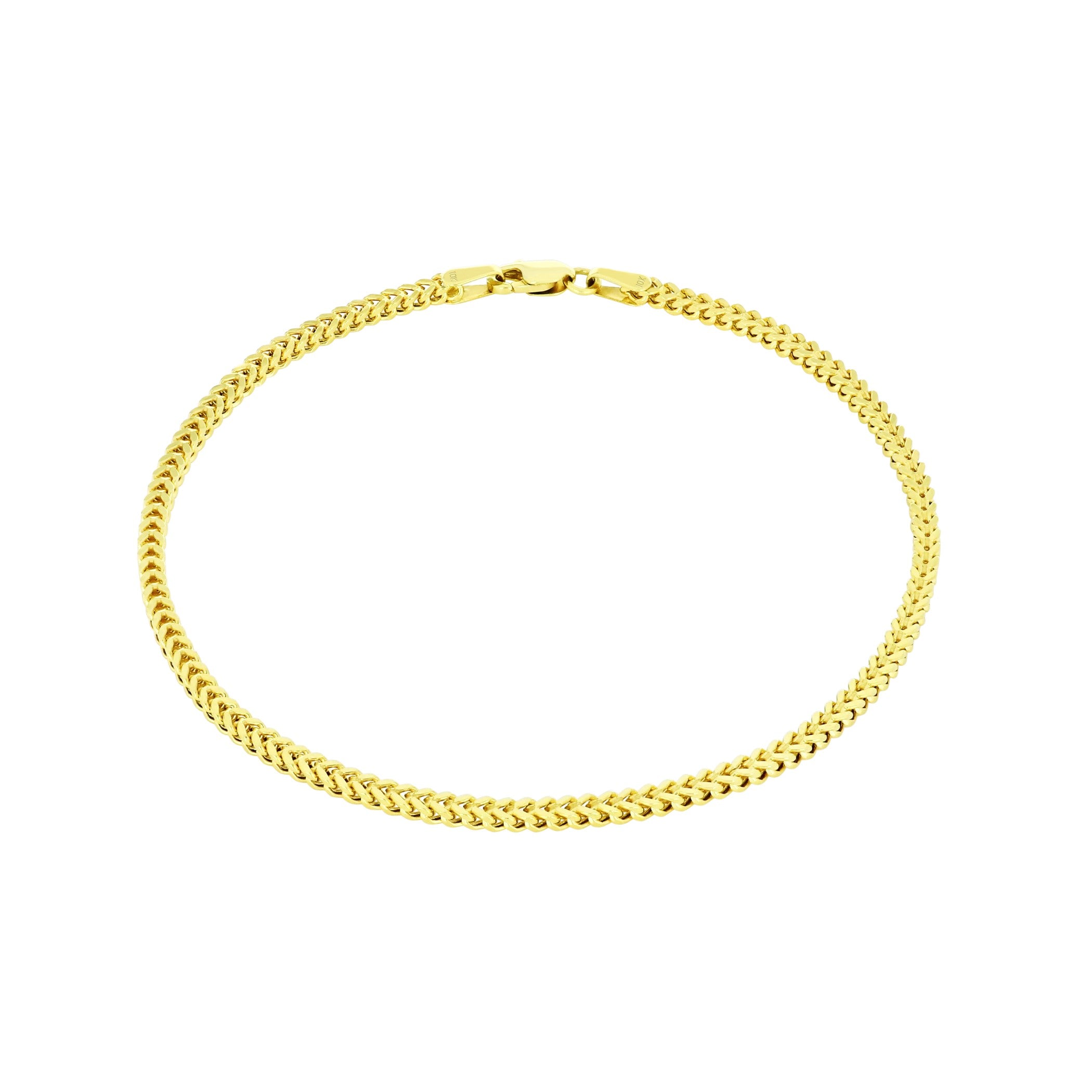 10k Yellow Gold 2mm Franco Chain Bracelet 7" - 9" V504401