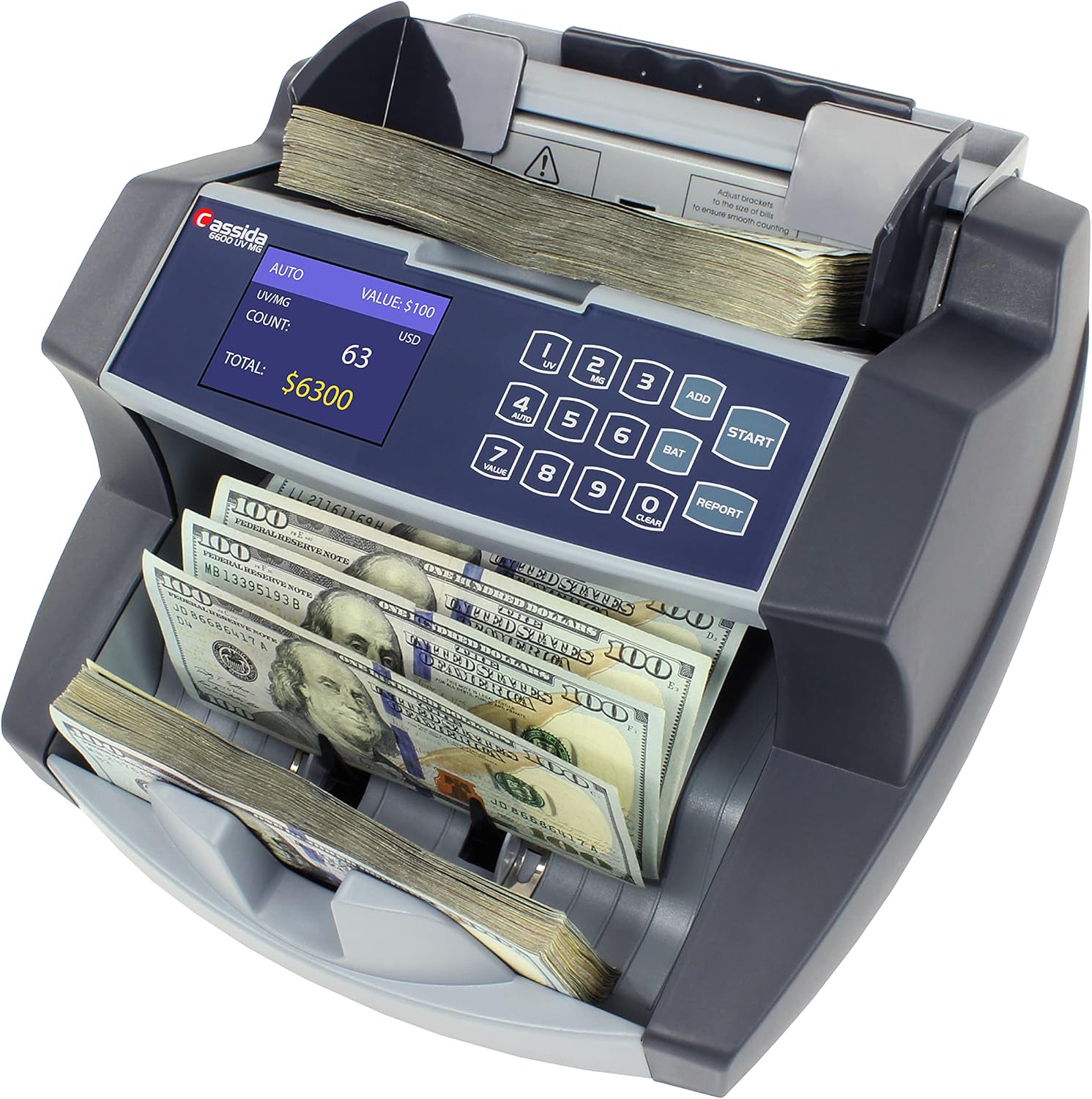 Money Counter with UV/MG/IR Counterfeit Detection, Top Loading Bill Counting Machine, 1,400 Notes/Min C516645