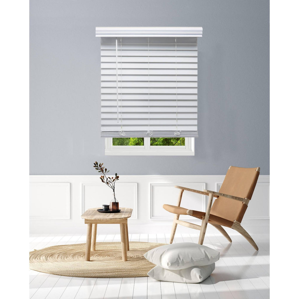 White Cordless Faux Wood Blind E646