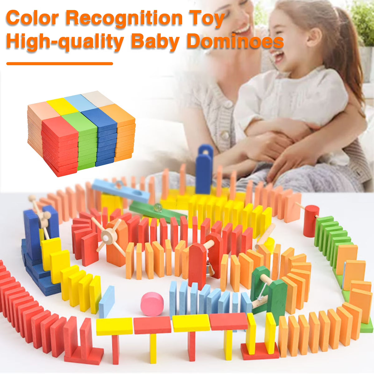120Pcs Wooden Domino Building Block Kit N169