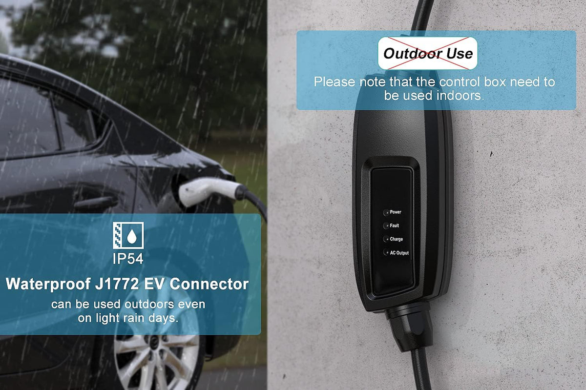 Portable Level 2 EV Charger, 240V, 16A, 25ft, NEMA 10-30 Plug W7770